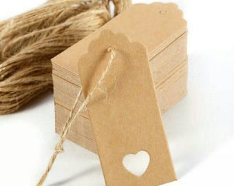Set of 50 labels 4, 5 x 9, 5 cm kraft cardstock tags