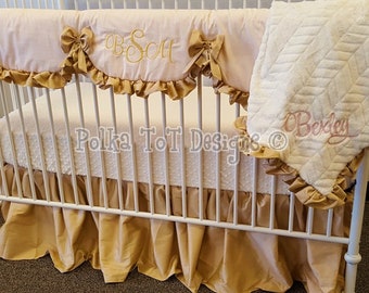 Blush & Rose Gold Bumperless Baby Bedding