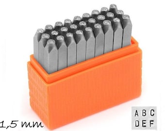 1 set letter stamp hallmark of 1.5 mm Basic (sans serif) uppercase Impressart uppercase