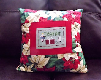 December Poinsettia Pillow