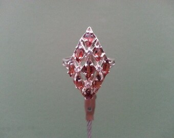 Vintage Garnet and Sterling Silver Ring - Size 9