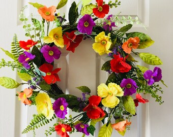 Wreath for front door, Summer wreath, Spring wreath, Floral wreath, Front door wreath, Flower wreath, Everyday wreath.