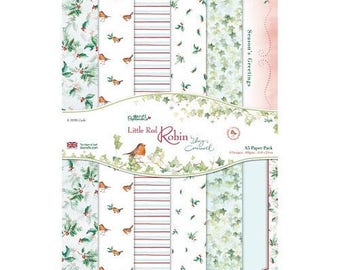 Set of 24 paper two pockets "Dovecraft Papermania" LITTLE RED ROBIN