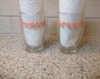 Pyrex pink gooseberry juice glasses