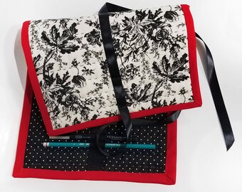 Quilted Pencil Case - floral/polka dot