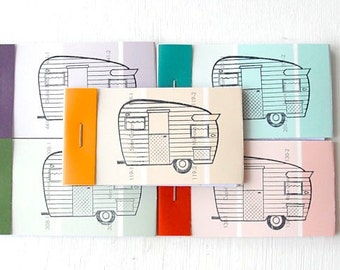 PAINT CHIP MATCHBOOK notepads Set of 5- Shasta Camper in brights