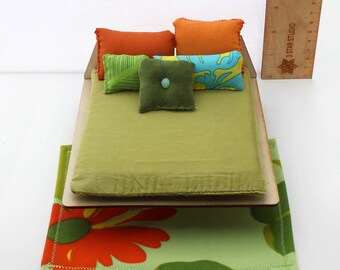 Textile Set for 1:12 scale dollhouse - Green Tiki Collection