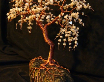 Handmade Mother of Pearl Gemstone Tree Sculpture