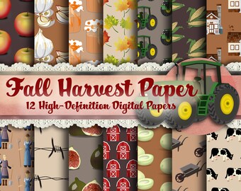 Fall Harvest Paper - Brown Paper, Printable Paper, Autumn Paper, Halloween Paper, Fall, Fall Clip Art, Fall Graphics, Thanksgiving Paper