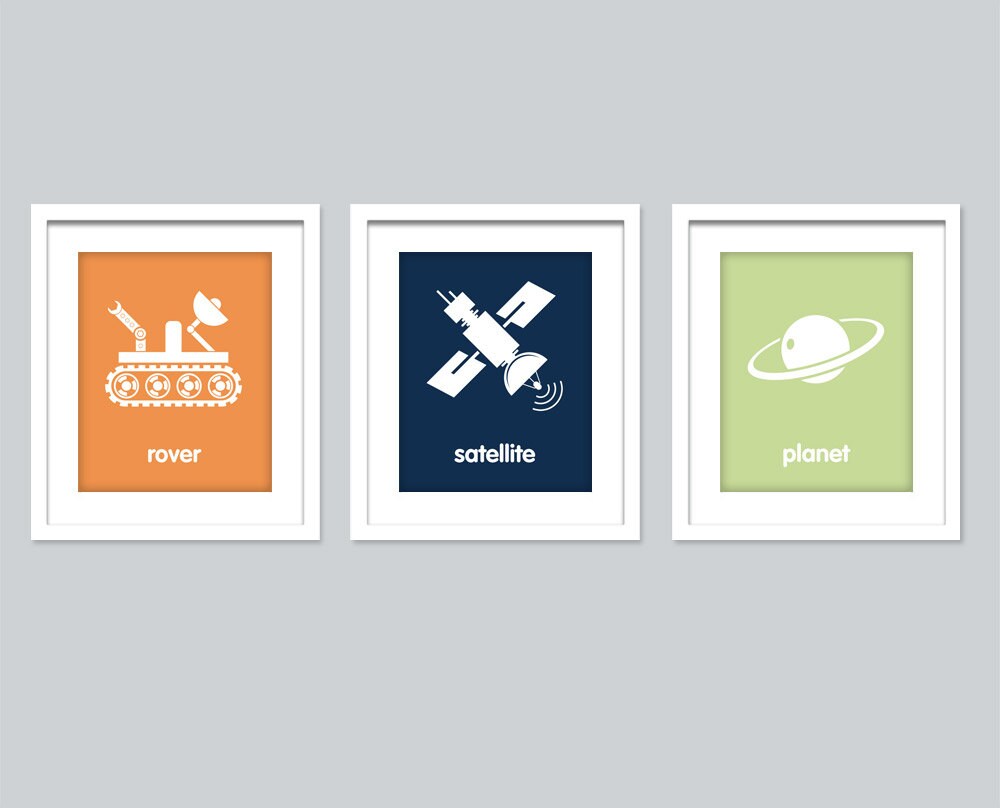 Space Theme Child Nursery Decor Outer Space Nursery 3 prints