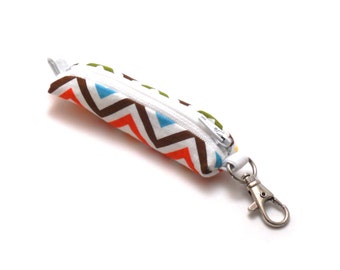 SALE ! - Lip Balm Holder, Key Chain Pouch - Rainbow Chevron