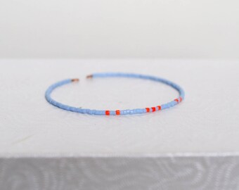 Miyuki bracelet pale blue and coral beads