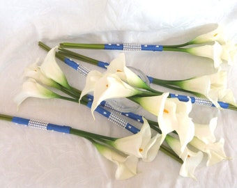 Calla lily wedding bouquet with long stem real touch white