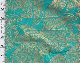 Montego Bay Gold Overprint Turquoise Textile Creations Fabric