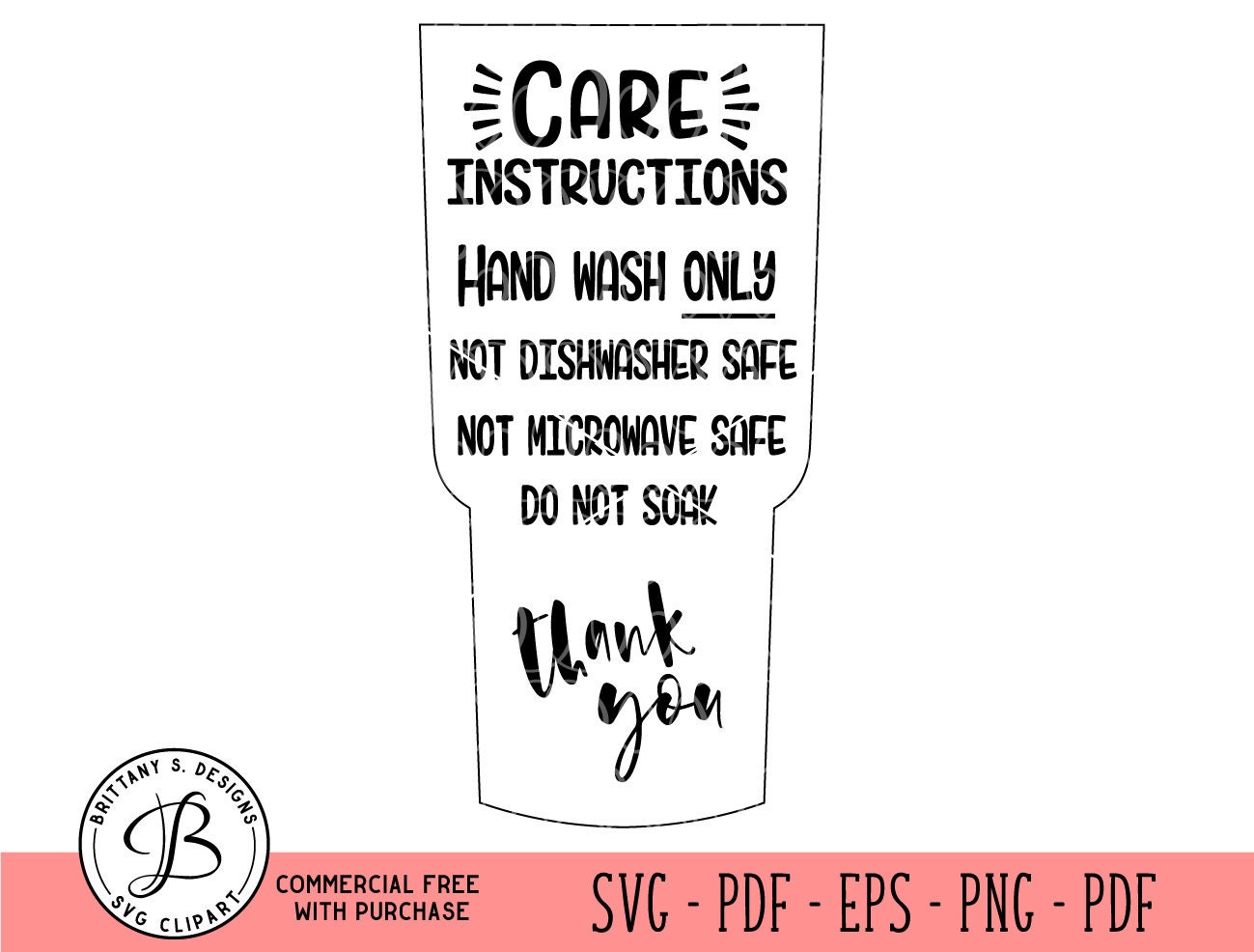 Tumbler Care Instructions care card svg Care card Cut file