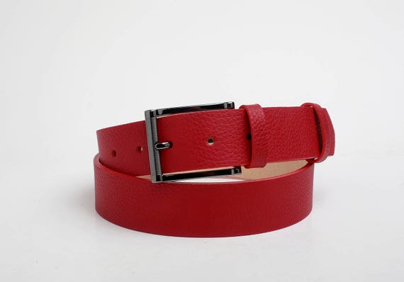 Leather Belt Red Leather Belt Mens Belt
