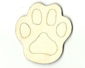 Paw Print - Unfinished Laser Wood Cut Out Shape Craft Supply ANML51