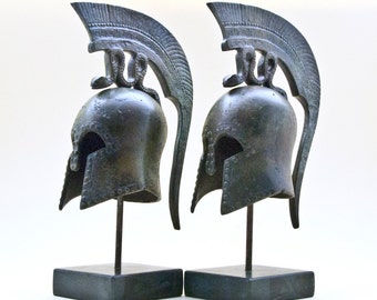 Ancient Greek Helmet with Spiraling Serpent Crest, Bronze Metal Sculpture, Ancient Greece Military Helmet, Collectible Art, Museum Replica