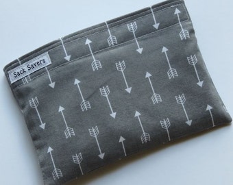 Reusable Sandwich Bag Reusable Snack Bag Grey Arrow Woodland