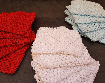 Wholesale 10 crochet headbands 5" red, blue, white Crochet Tube Top Tutu elastic Waistband