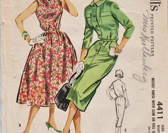 McCalls 4411 / Vintage 1950s Sewing Pattern / Dress / Size 14 Bust 34