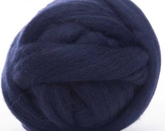 Merino Wool Top - 22.5 micron -Midnight Blue - 4 ounces