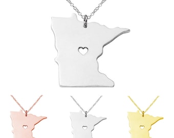 Stainless Steel State Map Pendant Necklace, Love Minnesota, Jewelry Supply, 3 Colors Available,MN