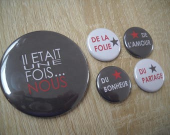 56 mm + 4 x 25mm 1 magnet - once upon a time... US - grey and Red