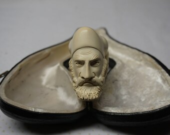 High quality Vintage Meerschaum Pipe , Tasseled man W/beard