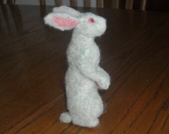 Alice in Wonderland Figure: Easter Bunny - Needle Felt White Rabbit.