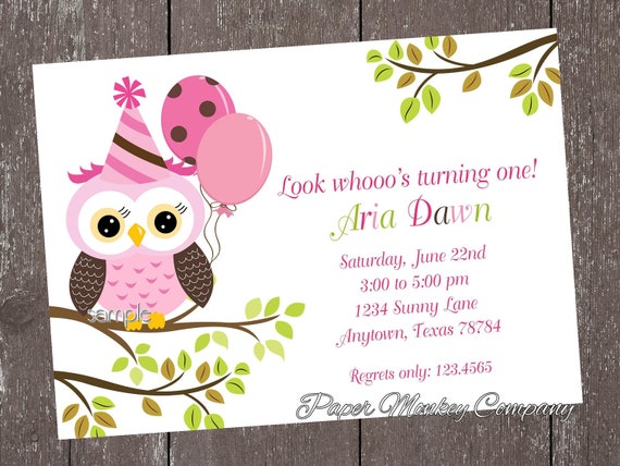 Pink Owl Invitations 3