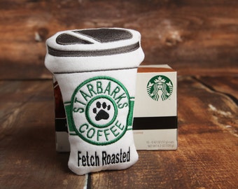 Personalized Stuffed Coffee Cup Starbarks Toy with Squeaker