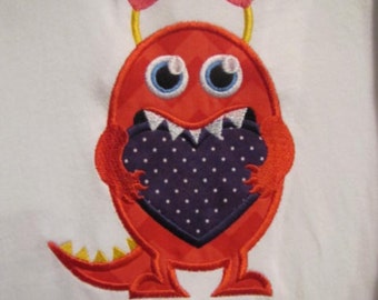 Valentine monster applique t shirt