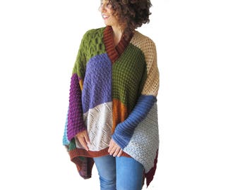 NEW! Patchwork Poncho - Plus Size - Over Size