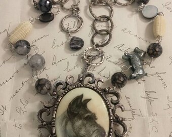 SASSY SCHNAUZER vintage assemblage necklace