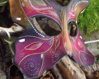 Multicolored fantasy butterfly leather mask