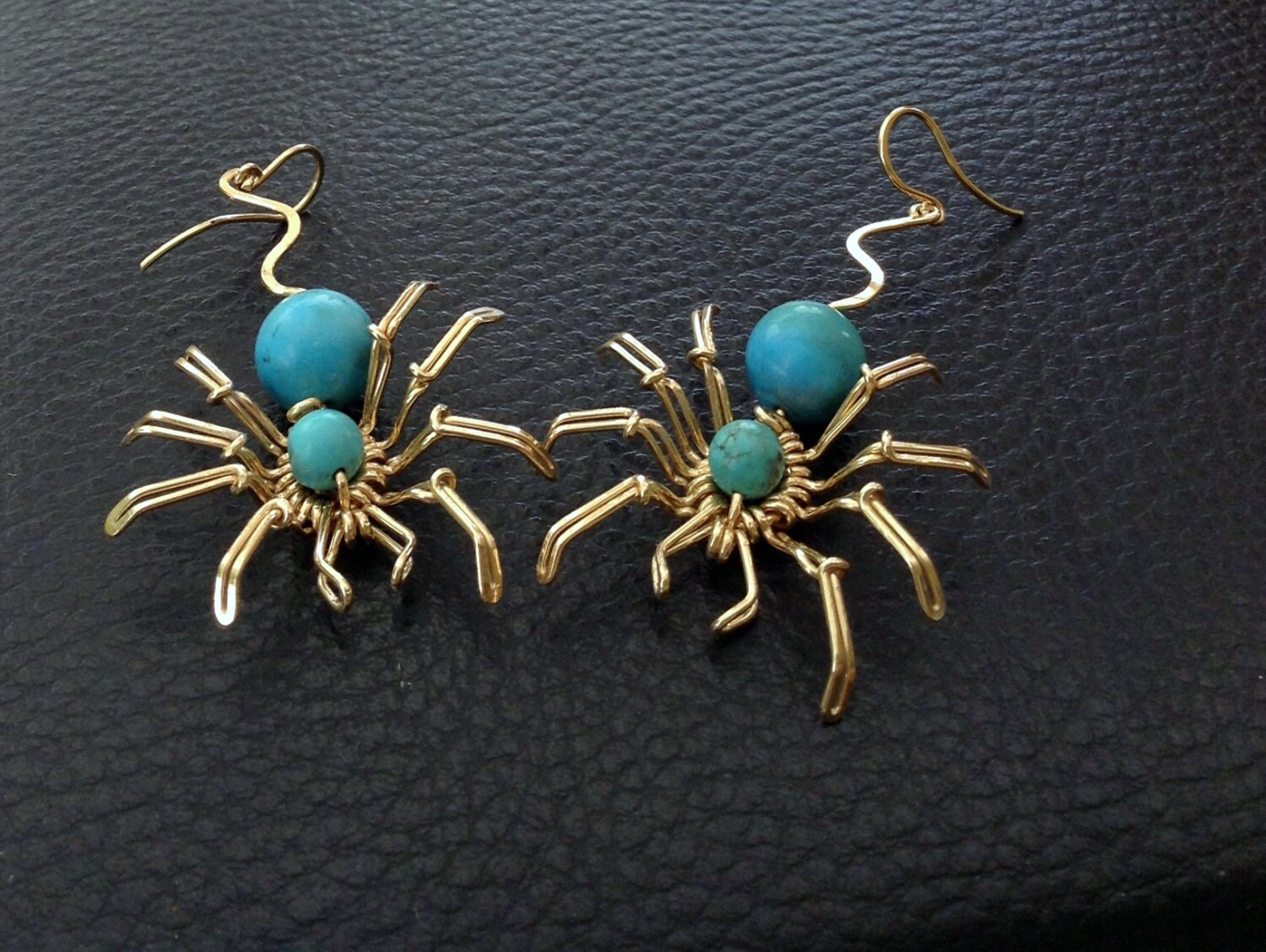 14k gold filled spider earrings black widow earring gold