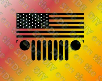 SVG Cut File JEEP Flag Stars and Stripes Grille Instant Download