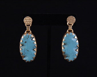 Long Turquoise Blue Earrings