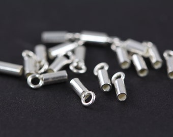Crimp Tube, Crimps with Loop 925 Sterling Silver, 10 Units
