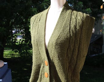 80s Forest Green Knit Cardigan
