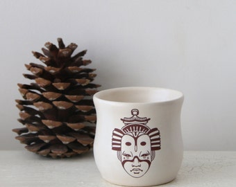 White ceramic planter, Succulent planter, Ceramic cup, Ceramic plant pot, Home decor, Hand decorated, Ceramic Pots
