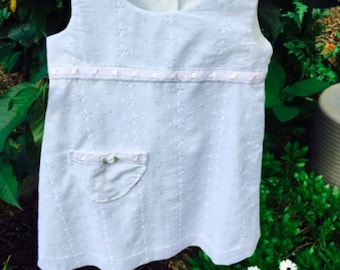 Girls summer white cotton dress
