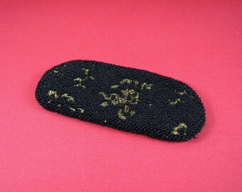 1930/40s. Black Beaded and Gold Embroidered Eyeglass Case