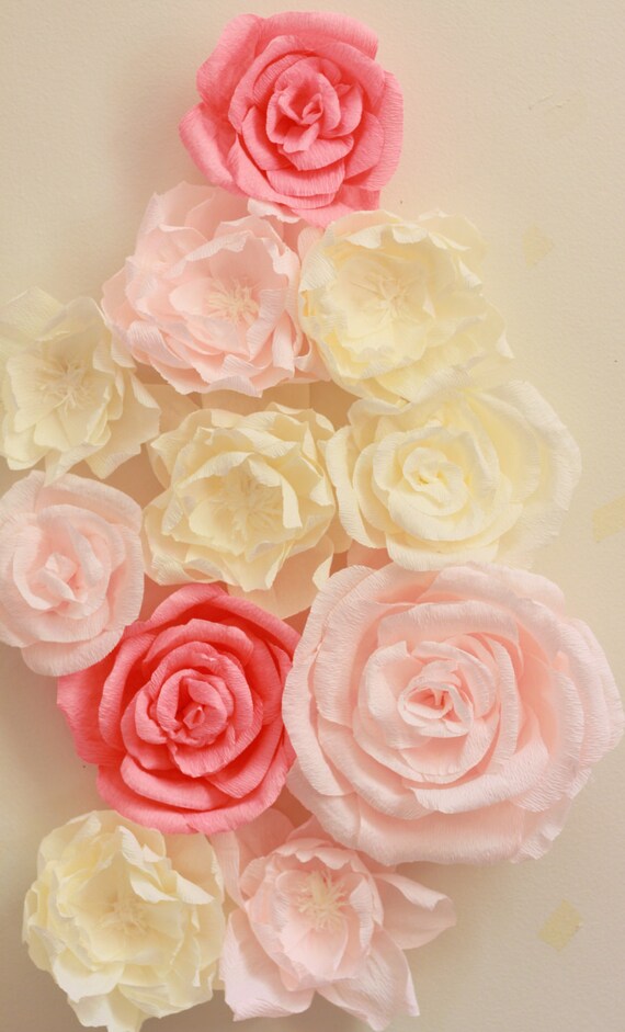 giant paper flower display with roses and peonies shop window paper flower display