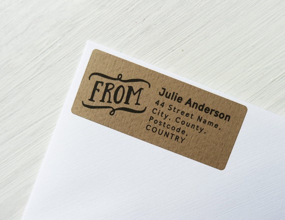 30 Custom Return Address Labels Personalized Kraft Brown