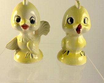 Pair Anthropomorphic Yellow Chicken Salt and Pepper Shakers,Vintage Shakers, Vintage Chick Shakers,Japan c1950's
