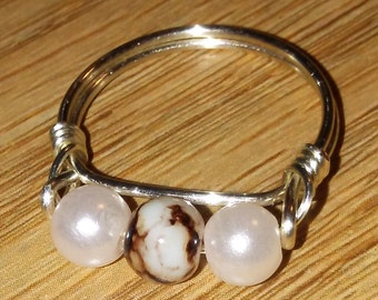 Silver Wire Pearl Ring