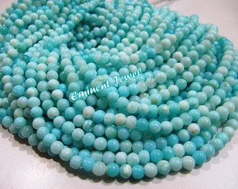 Genuine Natural Blue Opal Round Plain Beads 4-5mm Peruvian Opal Smooth Beads Strand 13.5 inches Rock bottom Price- Best value for money