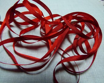 Gradient red-burgundy 4mm Silk Ribbon